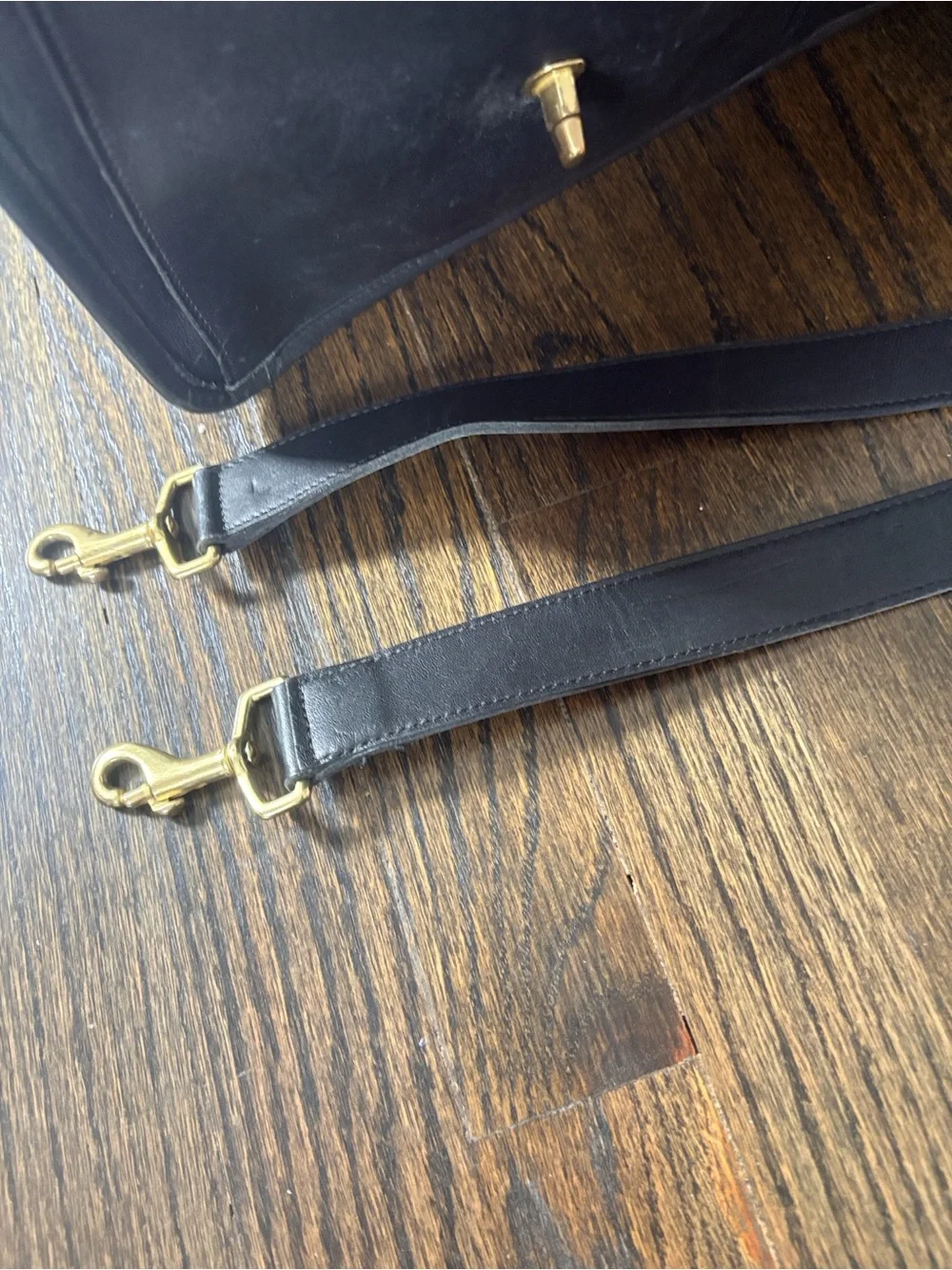 Classic Black Leather Briefcase with Gold Hardware- COACH